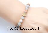 CGB9429 8mm, 10mm matte bamboo leaf agate & cross hematite power beads bracelets