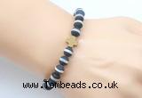 CGB9431 8mm, 10mm matte Tibetan agate & cross hematite power beads bracelets