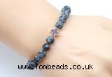 CGB9433 8mm, 10mm matte snowflake obsidian & cross hematite power beads bracelets