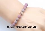 CGB9442 8mm, 10mm matte pink wooden jasper & cross hematite power beads bracelets