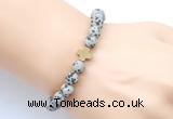 CGB9450 8mm, 10mm matte dalmatian jasper & cross hematite power beads bracelets