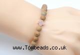 CGB9452 8mm, 10mm matte wooden jasper & cross hematite power beads bracelets