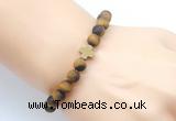 CGB9455 8mm, 10mm matte yellow tiger eye & cross hematite power beads bracelets