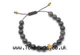 CGB9472 8mm, 10mm coffee wooden jasper & cross hematite adjustable bracelets