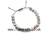 CGB9477 8mm, 10mm dalmatian jasper & cross hematite adjustable bracelets