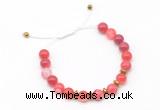 CGB9482 8mm, 10mm red banded agate & rondelle hematite adjustable bracelets