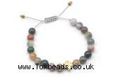 CGB9490 8mm, 10mm Indian agate & cross hematite adjustable bracelets