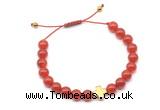 CGB9493 8mm, 10mm red agate & cross hematite adjustable bracelets