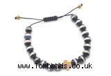 CGB9495 8mm, 10mm Tibetan agate & cross hematite adjustable bracelets