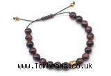 CGB9503 8mm, 10mm red tiger eye & drum hematite adjustable bracelets