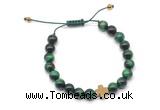 CGB9508 8mm, 10mm green tiger eye & cross hematite adjustable bracelets