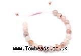 CGB9523 8mm, 10mm pink quartz & cross hematite adjustable bracelets