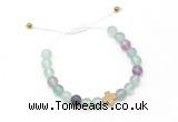 CGB9530 8mm, 10mm matte fluorite & cross hematite adjustable bracelets