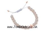 CGB9537 8mm, 10mm matte grey agate & cross hematite adjustable bracelets