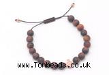 CGB9566 8mm, 10mm matte red tiger eye & cross hematite adjustable bracelets