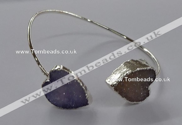 CGB959 15*15mm - 18*18mm heart druzy agate bangles wholesale