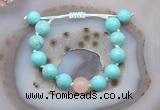 CGB9601 12mm round blue howlite & rose quartz adjustable bracelets