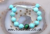 CGB9611 12mm round blue howlite & green tiger eye adjustable bracelets