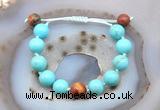 CGB9628 12mm round blue howlite & picasso jasper adjustable bracelets