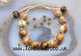 CGB9709 12mm round picture jasper & yellow tiger eye adjustable bracelets