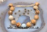 CGB9717 12mm round picture jasper & aquamarine adjustable bracelets