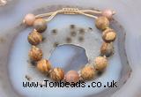 CGB9720 12mm round picture jasper & moonstone adjustable bracelets