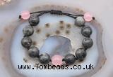 CGB9800 12mm round black labradorite & candy jade adjustable bracelets