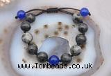 CGB9808 12mm round black labradorite & candy jade adjustable bracelets