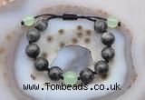 CGB9809 12mm round black labradorite & candy jade adjustable bracelets