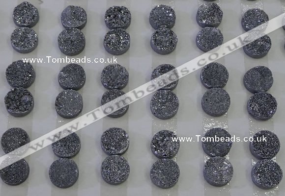 CGC108 12mm flat round druzy quartz cabochons wholesale