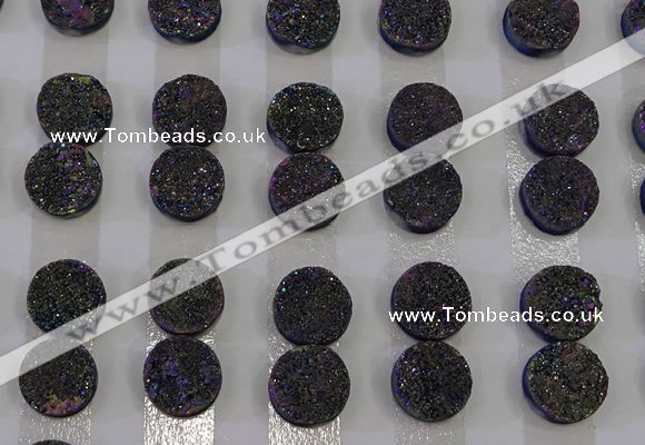 CGC110 12mm flat round druzy quartz cabochons wholesale