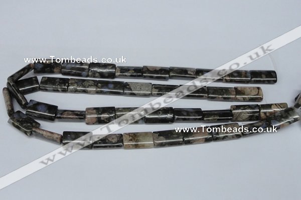 CGE06 15.5 inches 12*20mm flat tube glaucophane gemstone beads