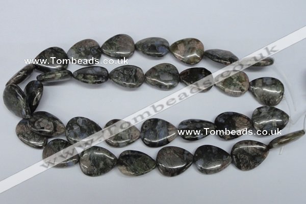 CGE08 15.5 inches 20*25mm flat teardrop glaucophane gemstone beads
