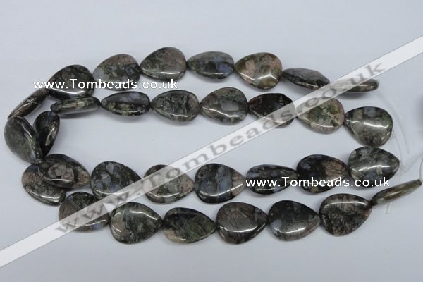 CGE08 15.5 inches 20*25mm flat teardrop glaucophane gemstone beads