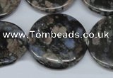 CGE10 15.5 inches 30mm flat round glaucophane gemstone beads