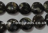 CGE124 15.5 inches 14mm flat round glaucophane gemstone beads