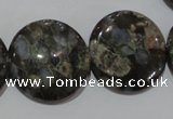 CGE128 15.5 inches 25mm flat round glaucophane gemstone beads