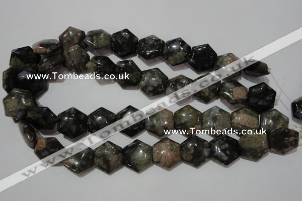 CGE174 15.5 inches 20*20mm hexagon glaucophane gemstone beads