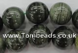 CGH07 15.5 inches 16mm round green hair stone beads wholesale