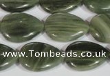 CGH14 15.5 inches 16*22mm flat teardrop green hair stone beads