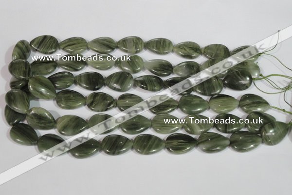 CGH14 15.5 inches 16*22mm flat teardrop green hair stone beads