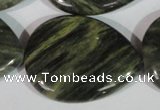 CGH16 15.5 inches 30*40mm flat teardrop green hair stone beads