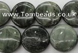 CGH20 15.5 inches 16mm flat round green hair stone beads wholesale