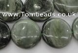 CGH21 15.5 inches 18mm flat round green hair stone beads wholesale