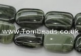 CGH26 15.5 inches 10*14mm rectangle green hair stone beads wholesale