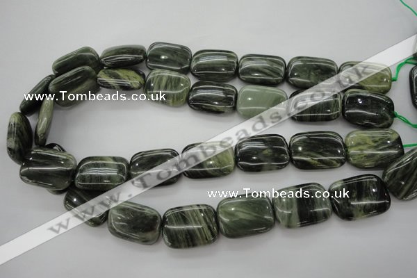 CGH26 15.5 inches 10*14mm rectangle green hair stone beads wholesale