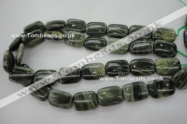 CGH27 15.5 inches 12*16mm rectangle green hair stone beads wholesale