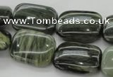 CGH28 15.5 inches 13*18mm rectangle green hair stone beads wholesale