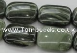 CGH29 15.5 inches 15*20mm rectangle green hair stone beads wholesale