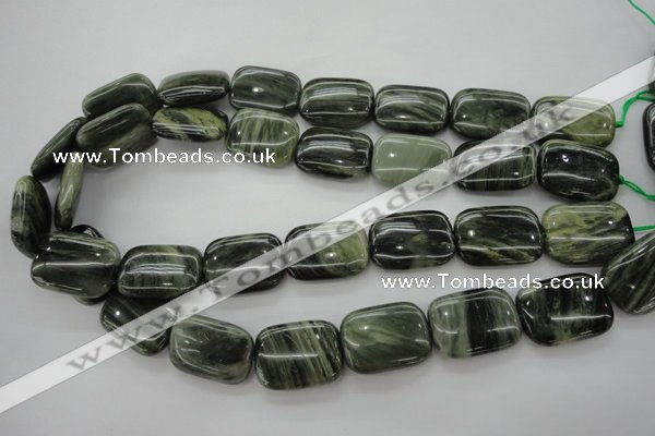 CGH30 15.5 inches 18*25mm rectangle green hair stone beads wholesale